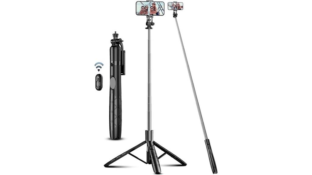 extendable phone tripod with remote