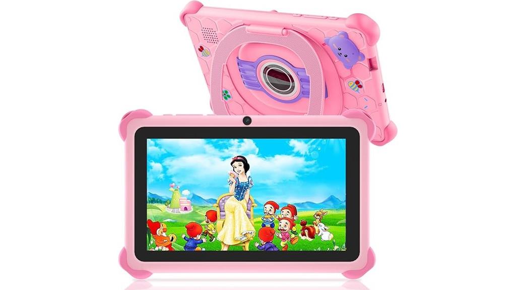 pink kids tablet with case
