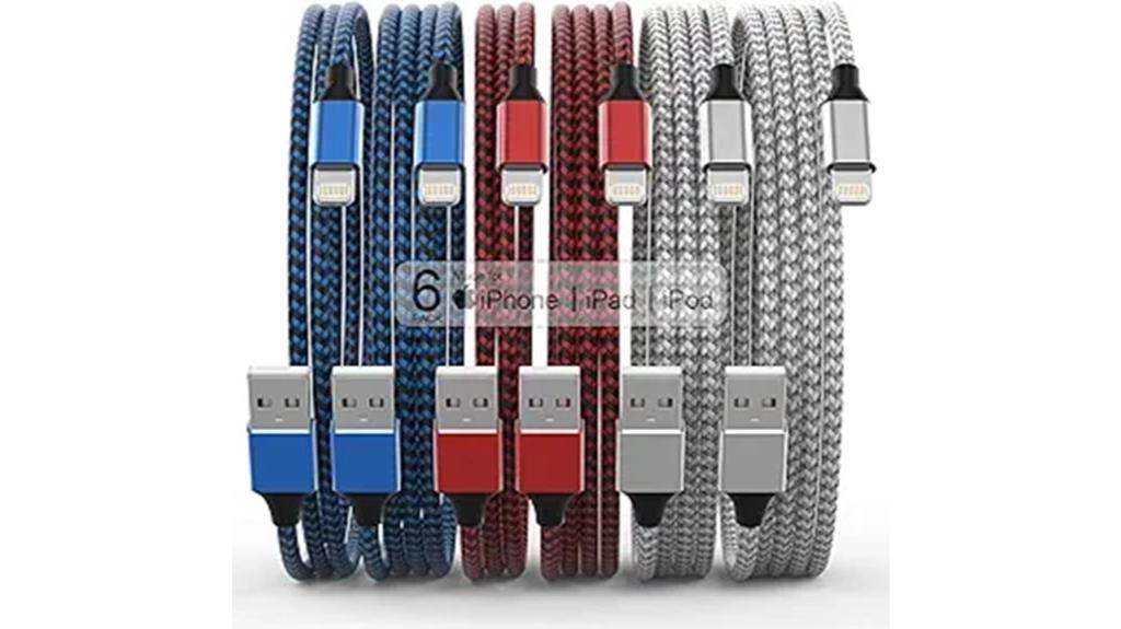 six nylon braided cables