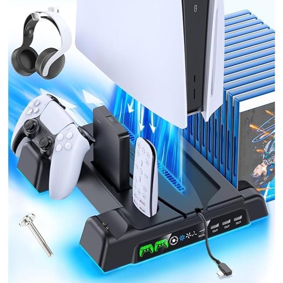 PS5 Stand & Cooling Station with LED Charger