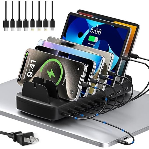 510W 10-Port USB C Charger Station with Cables