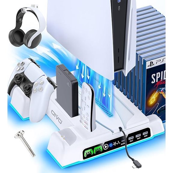 PS5/Slim/Pro Stand with Cooling & Charging Station