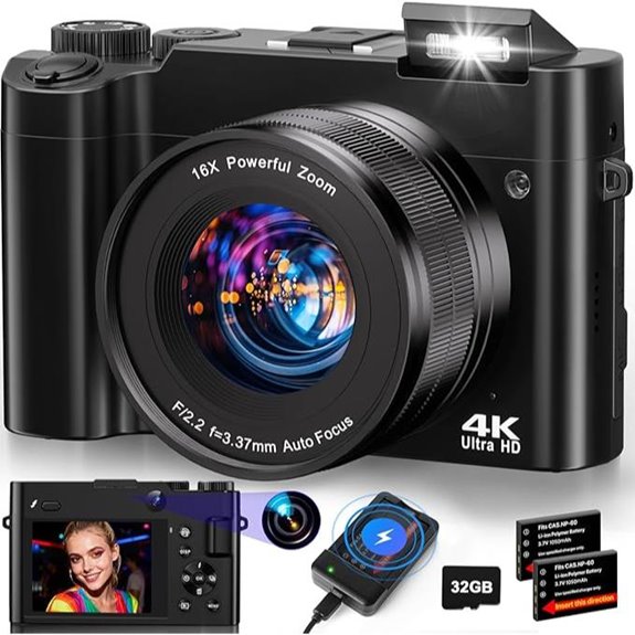 4K 64MP Vlogging Camera with Dual Lens & Accessories