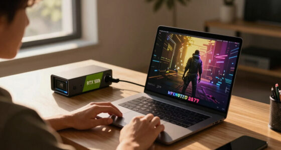 M5 Max MacBook Pro paired with RTX 5090 in an eGPU dock — runs Cyberpunk 2077 at over 100 FPS at max settings with frame generation